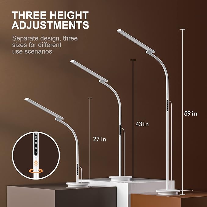 Light Therapy Lamp10000 Lux Happy Therapy Light Floor Sun Therapy Lamp with Remote &amp Touch Control &amp Adjustable Gooseneck for Reading/Office/Home