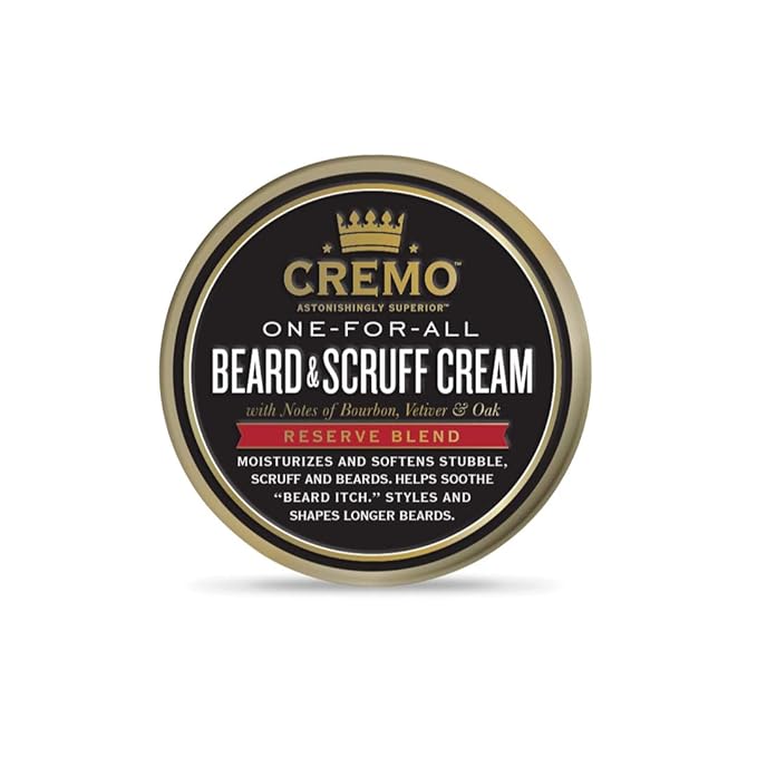 Cremo Beard &amp Scruff Cream Distiller's Blend (Reserve Collection) 4 oz - Soothe Beard Itch Condition and Offer Light-Hold Styling for Stubble and Scruff (Product Packaging May Vary) 0 fluid oun