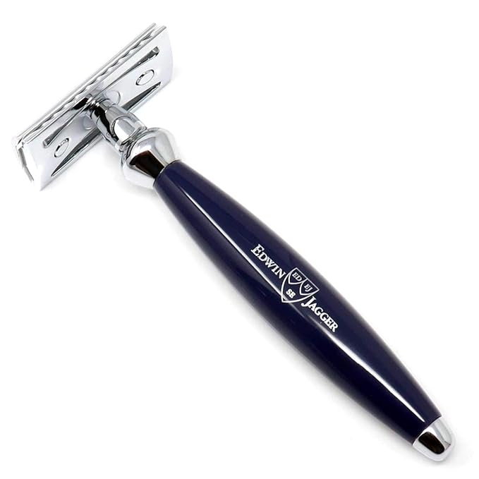 Edwin Jagger Bulbous De Razor - Safety Razor Double Edge Razor Wet Shaving Razors … (Blue)