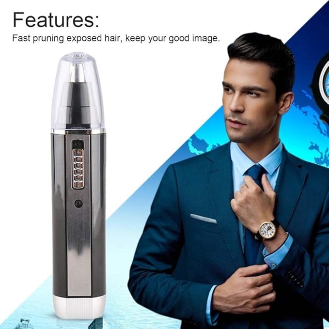 Trimmer with Interchangeable Heads for Nose Ear Eyebrow &amp Other Detailing – Rinseable Blades for Hygienic Grooming &amp Easy Cleaning