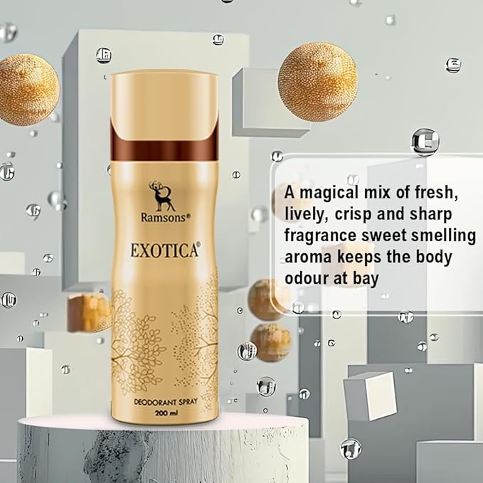 Ramsons - EXOTICA Deodorant Spray | 200 ML | Body Perfume For Women | TN - Plum Peach Orange Blossom Leafy Green | MN - Honey Jasmine Rose Lily of the valley | BN - Amber Vanilla Musk Woody