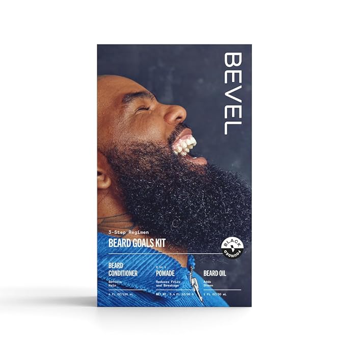 Bevel Mens Beard Grooming Kit - Includes Beard Conditioner Hair Nourishing Pomade and Beard Oil to Soften Hydrate and Strengthen Beard and Reduce Skin Irritation and Redness