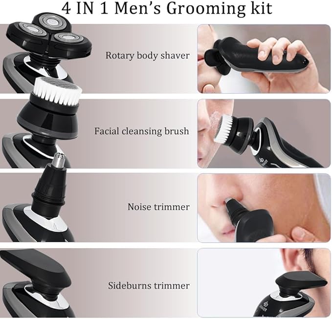 Head Shaver for Men Electric Razor Rechargeable Electric Shaver for Men Wet &amp Dry 4D Floating Heads Shaving Machine Beard Trimmer Hair Clipper