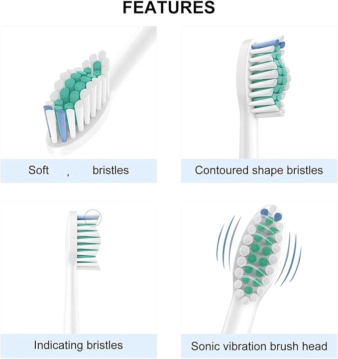 Replacement Toothbrush Heads Compatible for Phili Sonic Care Electric Handles(4pcs White)