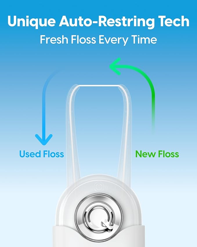 UpFlosser C1S Value Color Duo Bundle 2 UpFlosser C1S + 3 Extra Unflavored Floss Capsules Reusable Auto-Restringing Flosser for Quick &amp Deep Clean (Wave Blue + Twilight Orange)