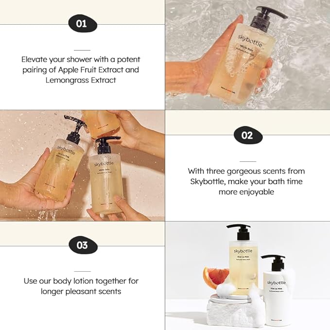 skybottle Daily body care routine combo Refreshing body wash shower gel Moisturizing body lotion for dry skin Perfumed with Grapefruit Citrus Scent for Women &amp Men 10.1Fl.Oz