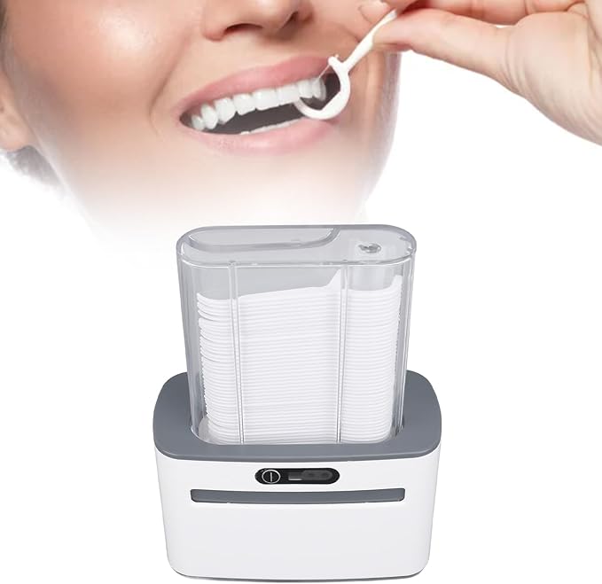 Automatic Floss Pick Dispenser Touchless Infrared Sensing Electric Floss Holder with 100 Flossers for Home Restaurant Travel ABS Portable Design