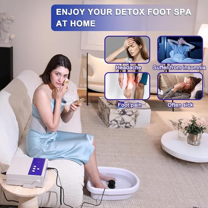 Ionic Detox Foot Bath Machine with Tub Ionic Foot Spa Detox Machine for Home Use Negative Ion Foot Detox Spa with 2 Arrays Easy to Use Safe &amp Effective for Relaxation &amp Body Cleansing