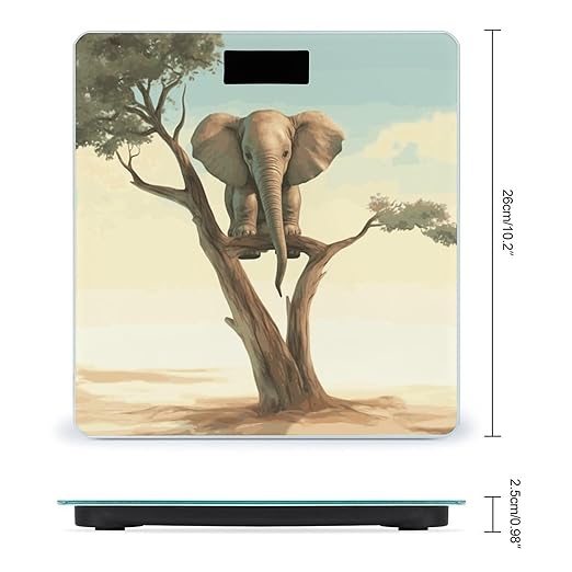 Digital Bathroom Scale for Body Weight Scale with Bright LCD Display High Accuracy Step-On Technology Auto On/Off Little Elephant on Tree Digital Scales 400 Lbs /180kg