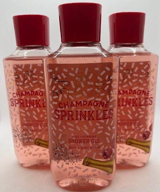 3 Champagne Sprinkles Shower Gel 3 in 1 Hair Face bath Body Wash Shower Gel 10 oz