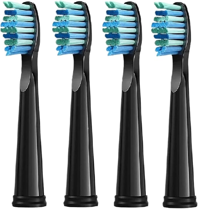 4/8 Pcs Replacement Brush HeadsCompatible for SeagoCompatible for Fairywill Refill Tooth Clean(4 Pcs Black)