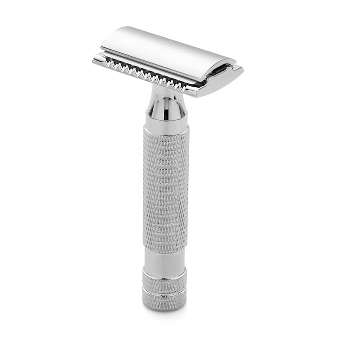 Engraved Twin Edged Safety Razor Personalized Heavy Duty Shaving Razor For Men - 5 Blades Included