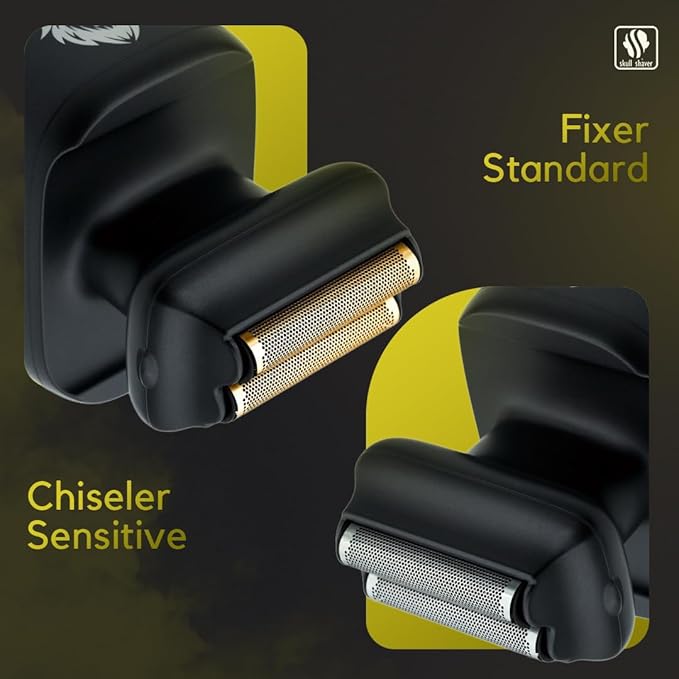 Skull Shaver One Lion Gold PRO Face Shaver for Men - Precision Grooming - Stepped Twin Foil - Ergonomic Grip - LCD Display - Cordless &amp Rechargeable