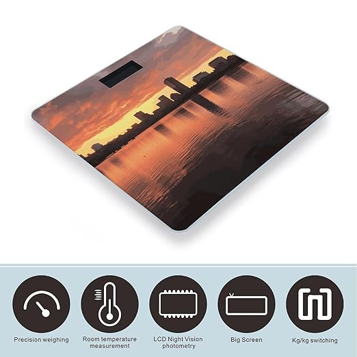 Boston Charles River City Skyline Sunset Bathroom ScaleHighly Accurate Digital Weighing Machine for People Bright LED Display Weight Scale for The Aldult Home Use