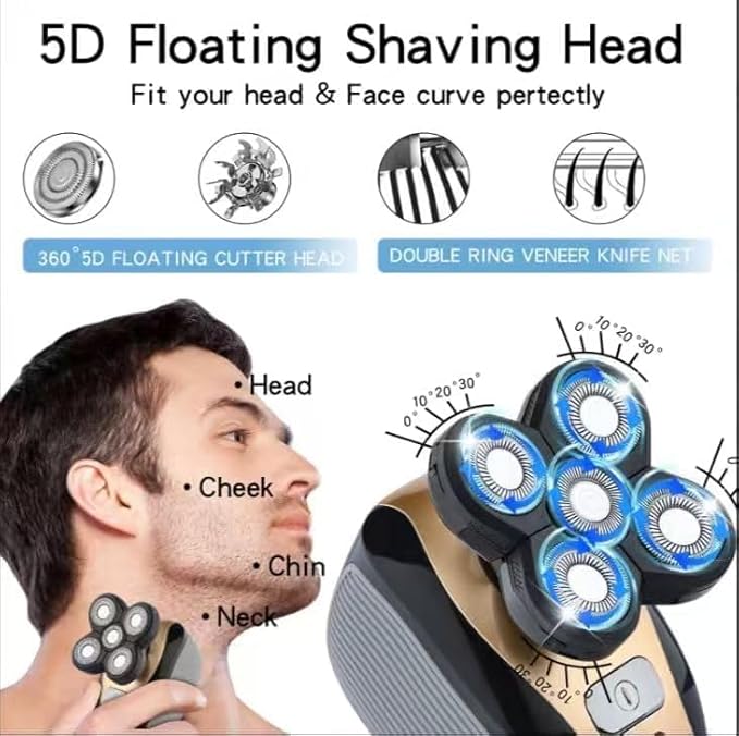 4D – 360 Head Shaver. 5-in-1 Electric Head Shavers. (Silver)