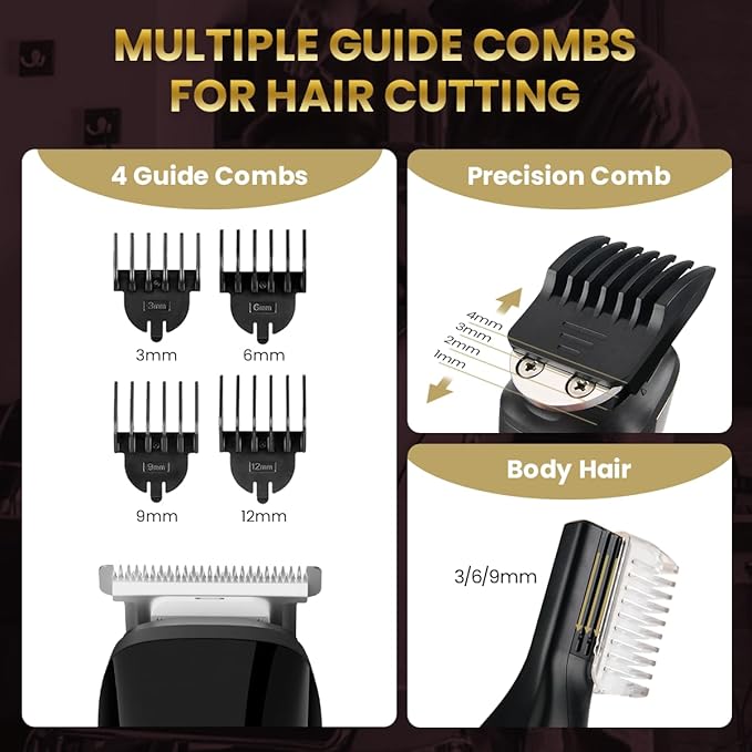 PRITECH Beard Trimmer for Men6 in 1 Hair Clippers Kit Precision Cordless Grooming Kit Waterproof IPX6 for Beard Hair Body Nose Ear with Foil Razor (Red)