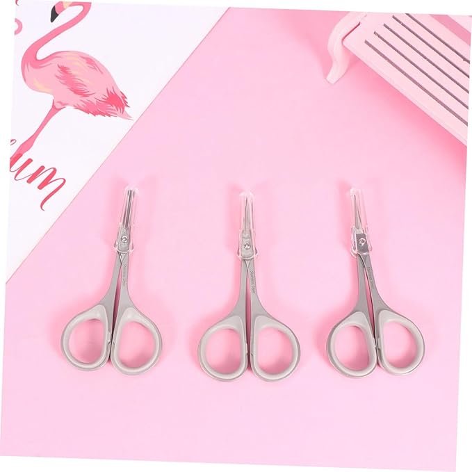 NOLITOY 6pcs Grooming Scissors Nose Hair Trimmer Vibrissa Scissors Eyebrow Double-head Stainless Steel Easy to Use
