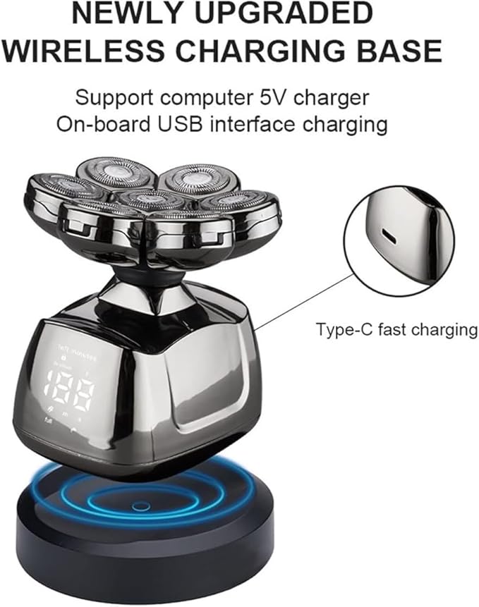 Head Shavers for Bald Men 7-Blade Electric Shaver for Men Wireless Rechargeable Grooming Kit Waterproof Razor Beard Hair Trimmer USB Bald Shaving Machine
