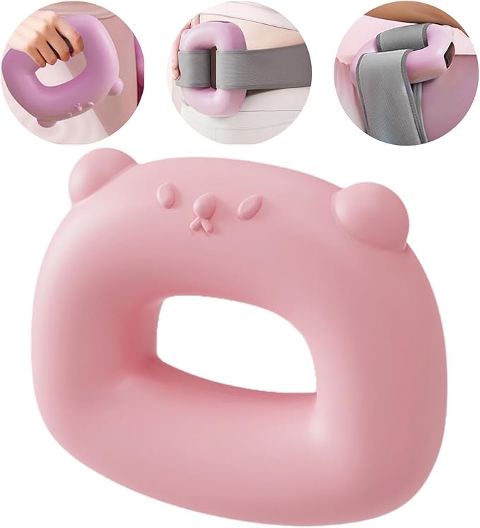 Handheld Massager Yoga Ring Multipurpose with Strap Cartoon Hoop Vibration Exercise Belt for Back Travel Workout Neck Pink