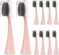 10pcs Replacement Brush HeadsCompatible for Sonic Electric Toothbrush Soft Charcoal Bristles Refill with Dust Cover Cap