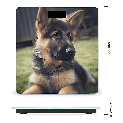 German Shepherd Puppy Scale for Body Weight Anti-Slip Sturdy Tempered Glass Weighing Machine Highly Digital Accurate Bright LCD Bathroom Scale for Household Gift