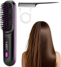 Go Brush for Short Hair 2026 Cordless Hair Straightener Brush Portable Hair Comb for Travel 3 Temps 30s Fast Heat Ionic &amp Ceramic Care for Frizz-Free Styling (Black)