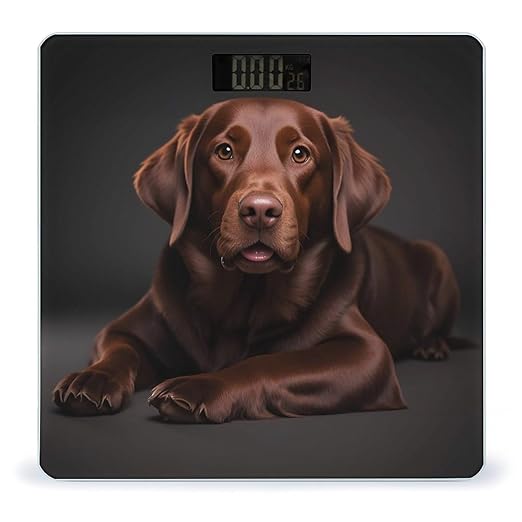 Brown Labrador Retriever Scale for Body Weight Digital Bathroom Scale Toughened Glass High Precision Scales for Body Weight with Large LCD Backlight Display Weight Scales