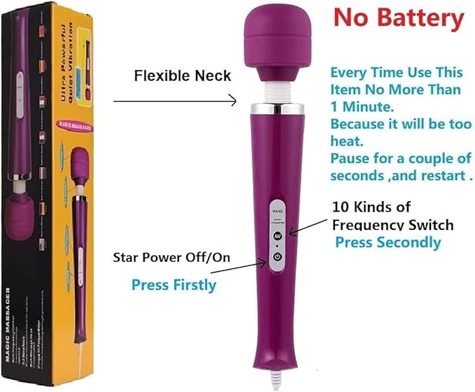 Power Handheld Electric Back Body Vibrating Massager for Woman Sport Recovery Muscle ACH Pain Shoulder Neck Leg Hand Foot Massage Tool (Purple Big Massager)
