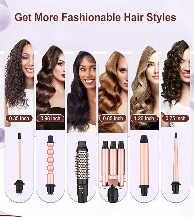 Curling Iron Wand Multiple Combination SetsFast Heating Hair Wand Curler in All Hair Type ((Set 5) 3 in 1)