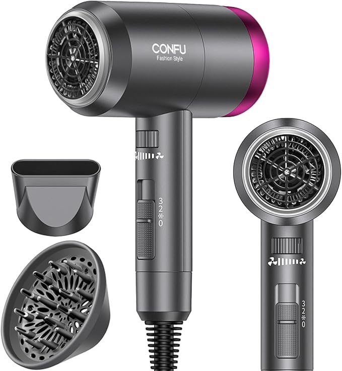 CONFU Hair Dryer &amp High Speed Blow Dryer CONFU Ionic Blow Dryer Portable Lightweight Fast Drying Negative Ion Hairdryer Blowdryer