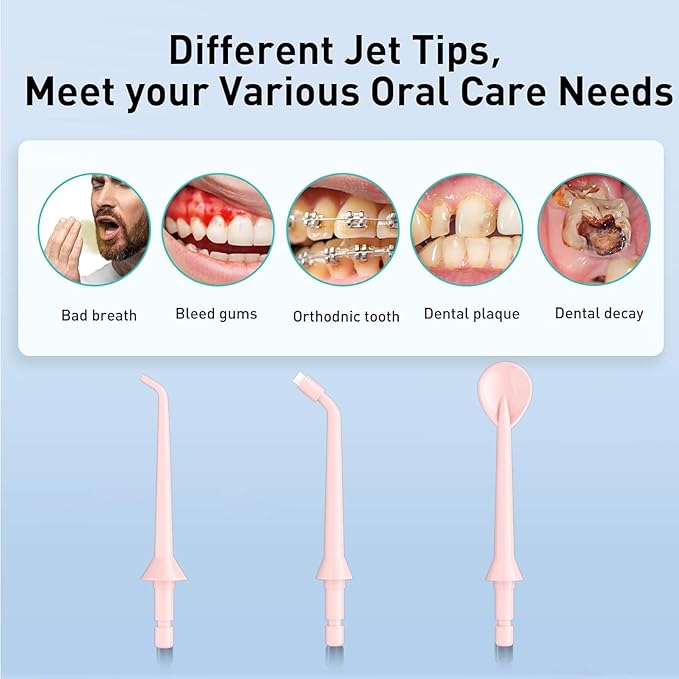 Water flosser+Electric Toothbrush Combination Set -5-Speed Sonic Electric Toothbrush 4-Speed Portable Water flosser Super Waterproof a Great Gift for Friends (Pink)