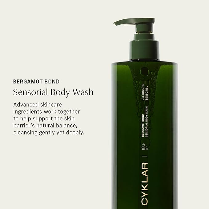 CYKLAR Sensorial Body Wash. Bergamot Bond Hydrating Cleanser with Moisture Locking Multi-Oil Complex Sodium PCA and Glycerin. Nourishing Shower Gel for Women and Men 16.5 Fl Oz Luxury Bodywash