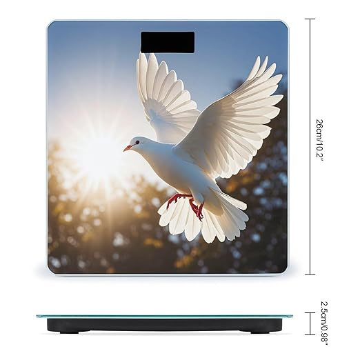 White Dove Flying in The Sun Scale for Body Weight Digital Bathroom Scale Toughened Glass High Precision Scales for Body Weight with Large LCD Backlight Display Weight Scales