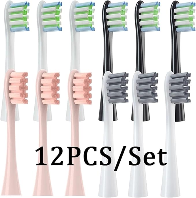 12PCS Replacement Brush HeadsCompatibility for Oclean X/X PRO/ Z1/ F1/ One/Air 2 /SE Toothbrush(12pcs Gray)