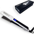 Professional Flat Iron Hair Straightener (110V White) Pro Silver Titanium Plates 1.5 for Keratin Treatments and Salon Heavy Duty Compatible with HSI Flat Iron