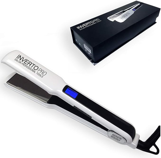 Professional Flat Iron Hair Straightener (110V White) Pro Silver Titanium Plates 1.5 for Keratin Treatments and Salon Heavy Duty Compatible with HSI Flat Iron