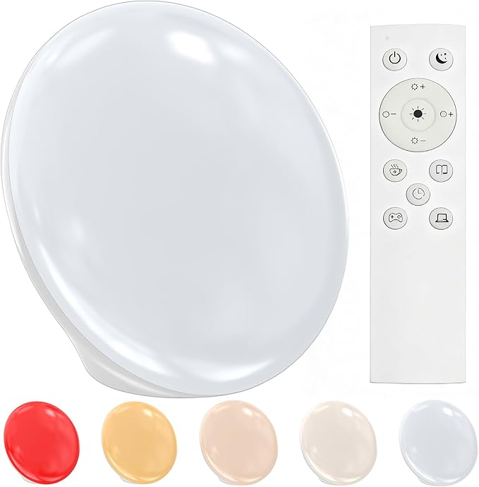 670nm Red Light Therapy Sleep Device &amp 10000 Lux Sun Lamp – Dual Function Sleep Aid and Sunlight Lamp Red Night Light Lamp to Support Deep Relaxation and Improve Sleeping for Adult &amp Kid Bed