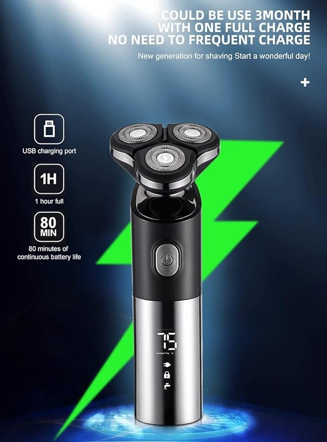 Electric Razor for Men's 3 Head Electric Shaver for Men 3D Electric Razor Waterproof Beard Trimmer Cutter for Men Shaving Machine Recharge LED Display