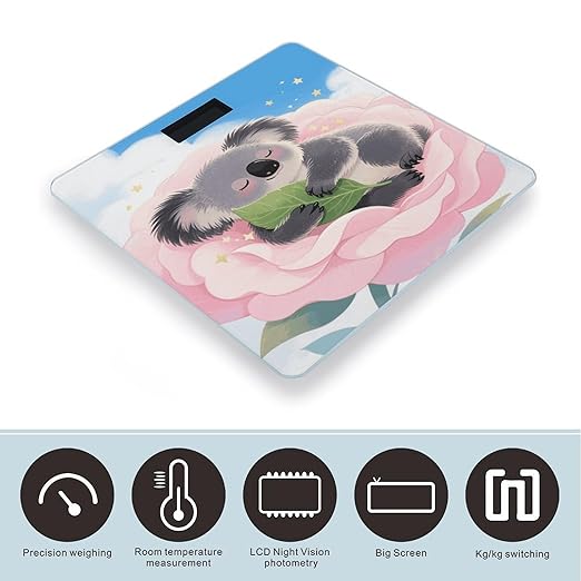 Cute Koala Weight Scale Large Digital Bathroom Scales with Bright LED Display Non Slip Digital Scale and Step On Fashion Weighing Machine for Body