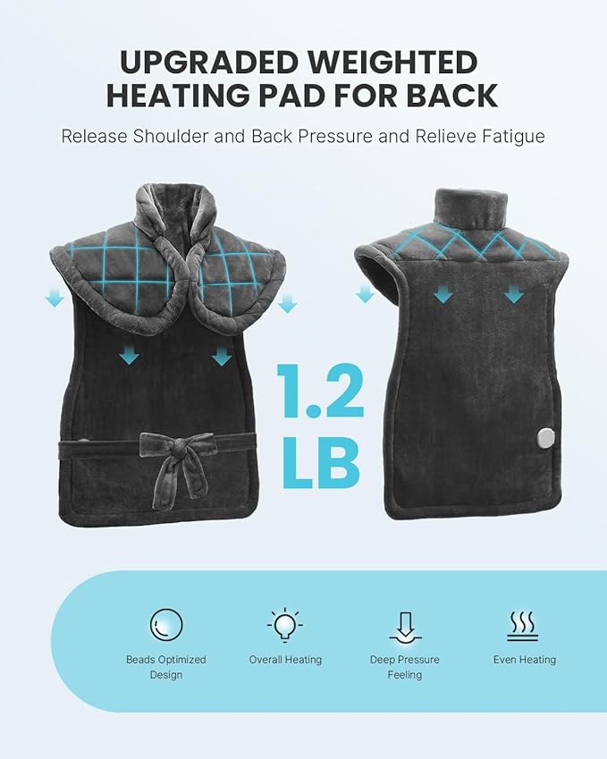 iDOO Heating Pad for Back Pain Relief Birthday Mothers Day Gifts for Mom Women FSA Eligible Items Weighted Electric Heat Pad for Neck and Shoulders 24x37 Large Back Heated Wrap ETL Certified