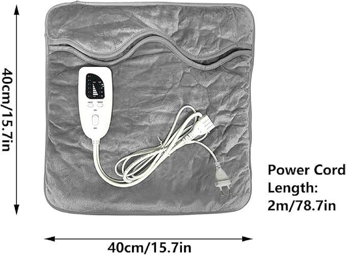 Electric Heating Pads Foot Warmer Heated Cover Feet Hands Legs Back Warmer Body for Men and Women 6 Heat Levels and 4 Timers Home School Office Outdoor Winter (US/EU/UK)