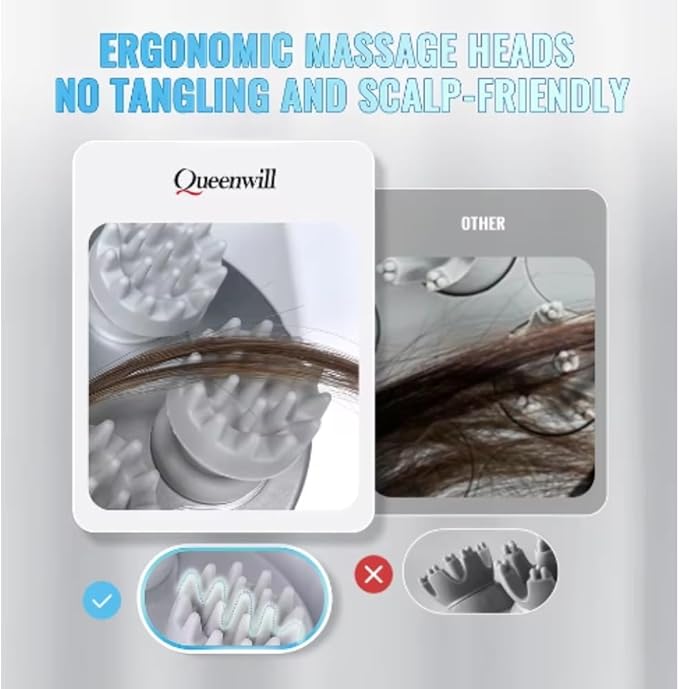 Cordless Scalp Massager - Handheld Electric Head Massager with 84 Kneading Nodes 4 Speeds Waterproof &amp Portable Rechargeable Relaxation Gift for Men and Women