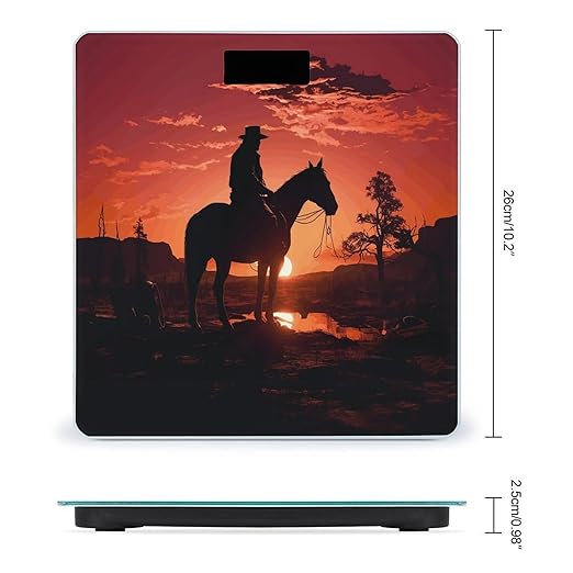 Cowboy West Scale for Body Weight Highly Accurate Bathroom Body Scale Sturdy Tempered Glass Digital Weight Scales LCD Display Smart Scales Rounded Corners Design