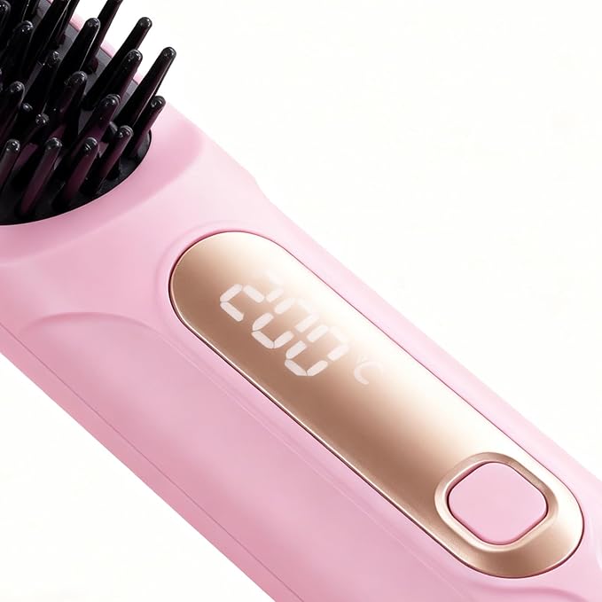 Cordless Hair Straightener – 3 Temps LED Portable Styling Tool Pink Purple 18.5x4cm ABS Cermet Build 2600mAh 220V | Travel Salon Women Girls Party Business Outdoor Curling Accessory