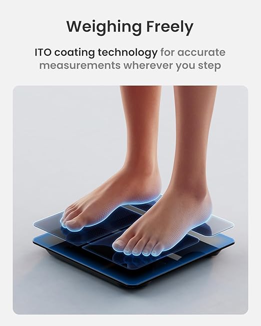 RENPHO Scale for Body Weight Smart Scale with BMI Body Fat Muscle Mass Bluetooth 13 Metrics with Large Display Support App Connection Black Elis 2X