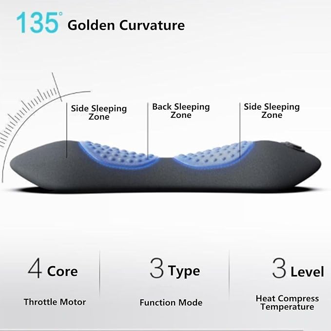 Smooth Triple Fusion Back Massager with Heat 3-In-1 Traction &amp Vibration for Sciatica &amp Lower Back Pain Relief Ergonomic Lumbar Support(Black)
