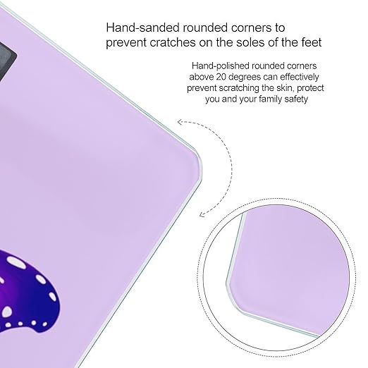 Purple Butterfly Scale for Body Weight Anti-Slip Digital Bathroom Scale Sturdy Toughened Glass Weighing Scales High Precision Safe Rounded Corners Smart Scales