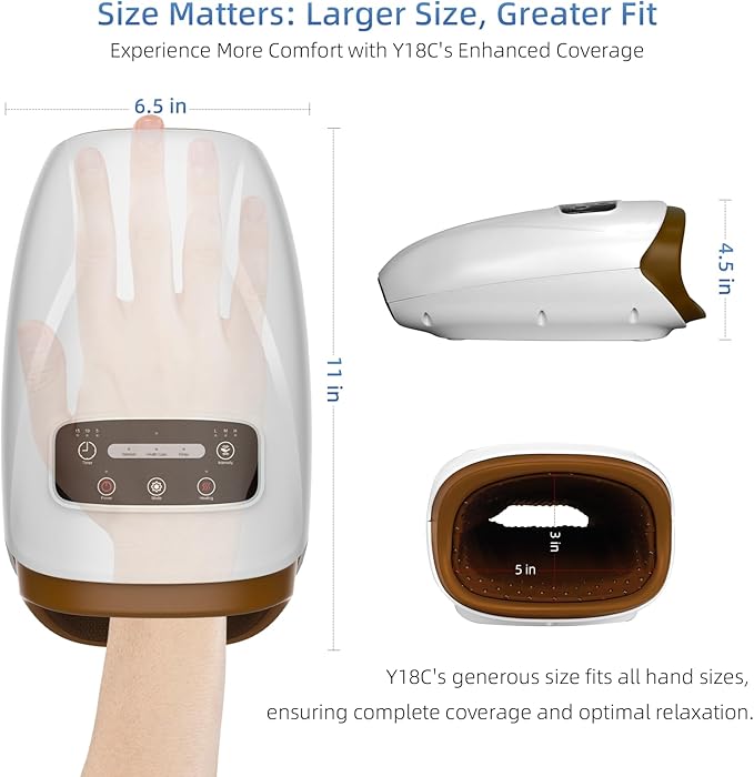 Hand Massager with 2 Heat Settings 3 Compression Modes &amp 3 Timer Options - Thoughtful Holiday Present for Mom Dad &amp Loved Ones Ideal for Arthritis Relief and Relaxation