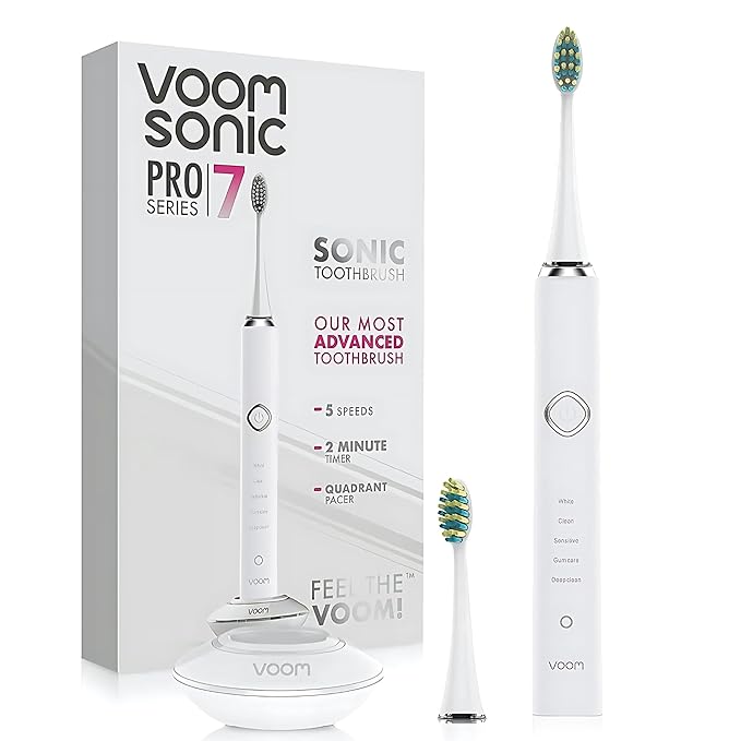 Voom Sonic Pro 7 Electric Toothbrush for Adults Sonicare Electric Toothbrush with 40000 VPM w/ 5 Deep Clean Modes Rechargeable Toothbrushes Fast Charge 4 Hours Last 8-Weeks