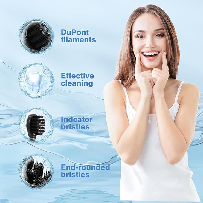 6 Pcs Replacement Toothbrush Heads for Curaprox Hydrosonic Electric Toothbrush Adults Black